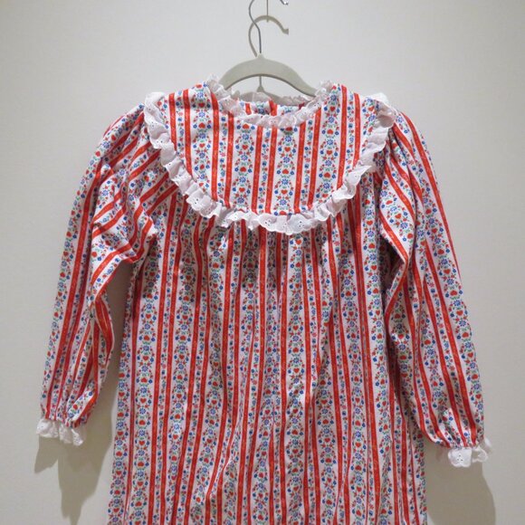 LANZ OF SALZBURG Tyrolean Cotton Flannel Floral Heart Nightgown Dress Prairie - Picture 3 of 14